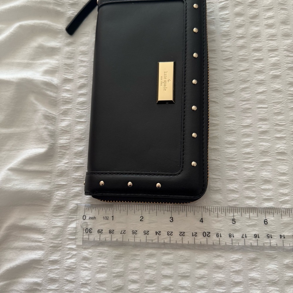Kate Spade Neda Helena Street black leather zip-around studded clutch wallet - Picture 7 of 7